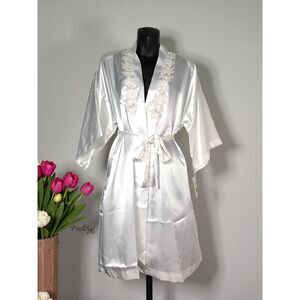 Vintage California Dynasty NWT Sheer Bridal Beaded Robe 80s Ivory Small